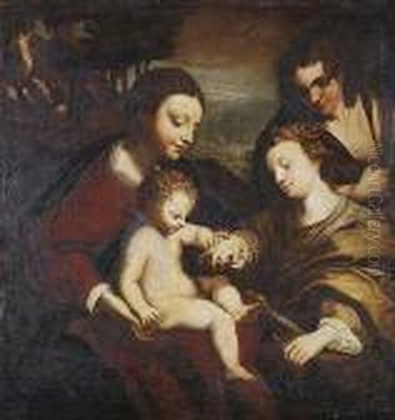 Desposorios Misticos De Santa Catalina Oil Painting by Antonio Allegri da Correggio