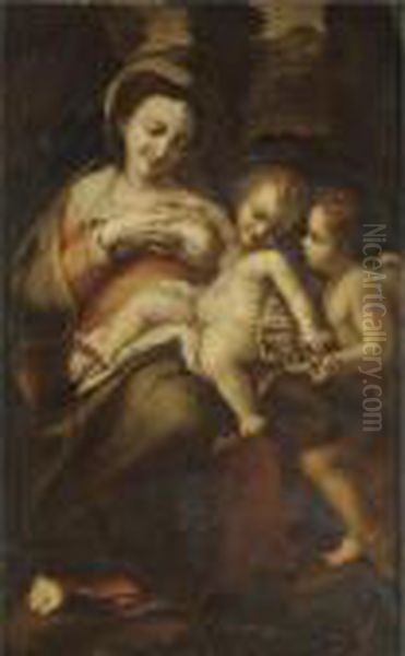 The Madonna And Child With The Infant Saint John The Baptist ('madonna Della Latte') Oil Painting by Antonio Allegri da Correggio