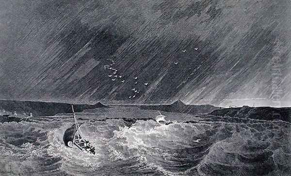 Boats Running for Shelter from a Storm into Refuge Cove Oil Painting by Kendall, E.N.