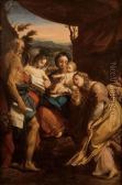 Madonna Di San Girolamo (il Giorno) Oil Painting by Antonio Allegri da Correggio