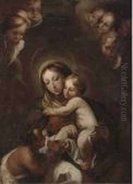 The Madonna And Child With The Infant Saint John The Baptist Oil Painting by Antonio Allegri da Correggio