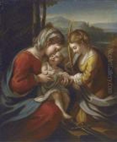 The Mystic Marriage Of Saint Catherine Oil Painting by Antonio Allegri da Correggio