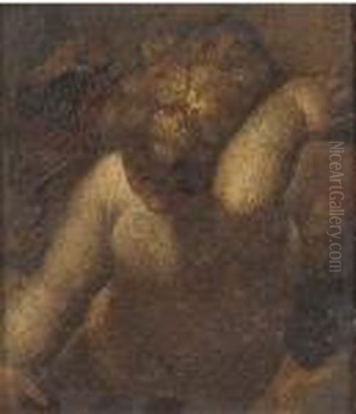 A Putto: A Fragment Oil Painting by Antonio Allegri da Correggio