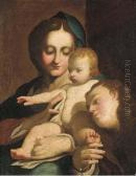 The Madonna And Child With The Infant Saint John The Baptist Oil Painting by Antonio Allegri da Correggio