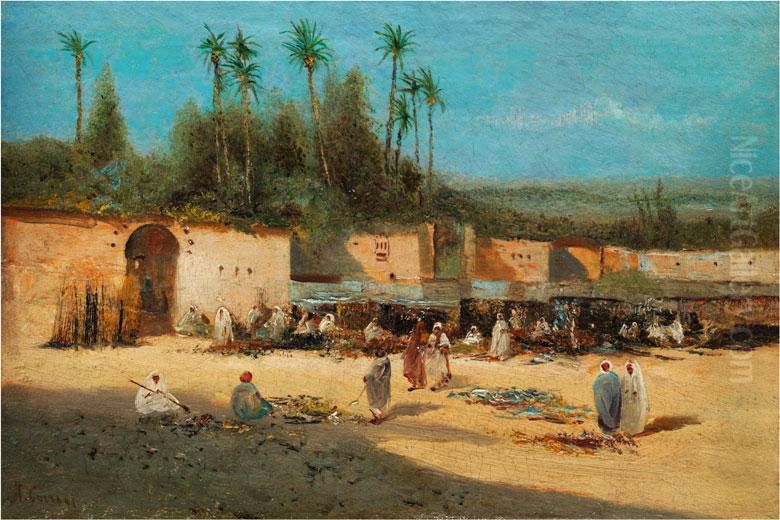 Orientalische Marktszene In Einer Oasenstadt Oil Painting by Hermann David Solomon Corrodi