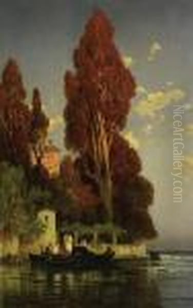 In The Lagoon To Venice Oil Painting by Hermann David Solomon Corrodi