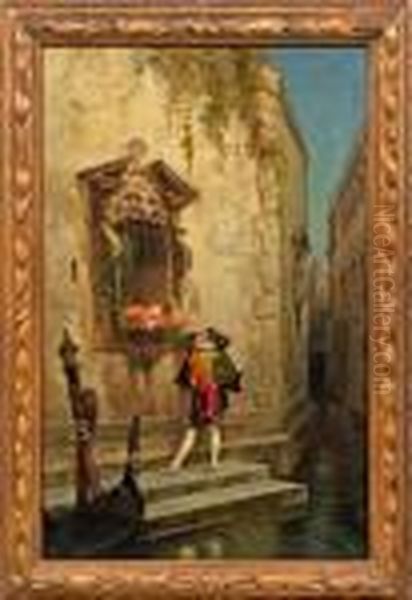 Venezianische Liebelei Zunachtlicher Stunde Oil Painting by Hermann David Solomon Corrodi