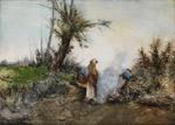 Romische Landmadchen Und Hirte Oil Painting by Hermann David Solomon Corrodi