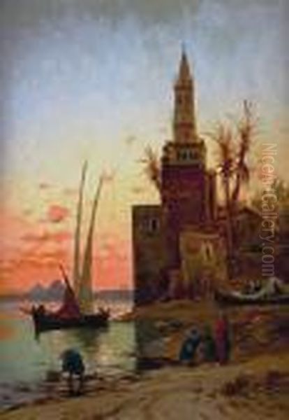 On The Banks Of The Nile Oil Painting by Hermann David Solomon Corrodi