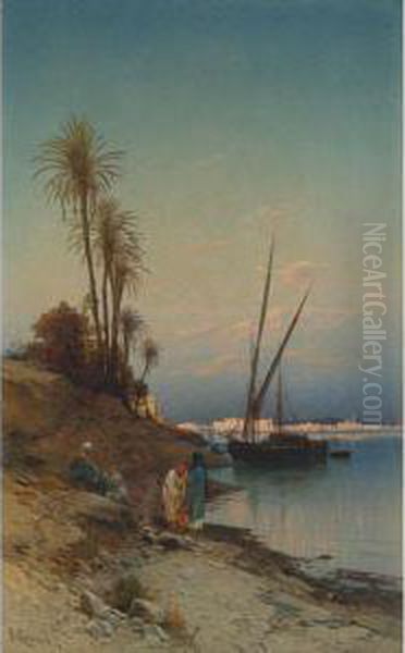 On The Banks Of The Nile Oil Painting by Hermann David Solomon Corrodi