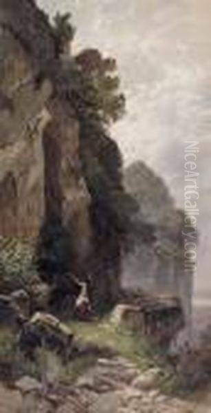 Grande Paesaggio Con Giovane Orante Oil Painting by Hermann David Solomon Corrodi