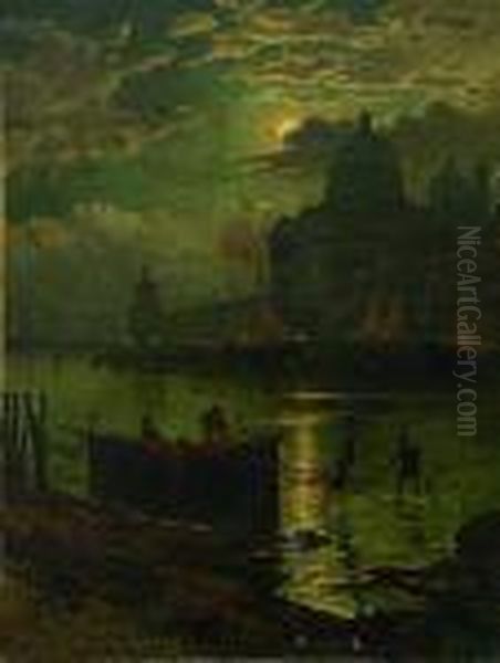 Venedig - Fischer Vor Derdogana Oil Painting by Hermann David Solomon Corrodi