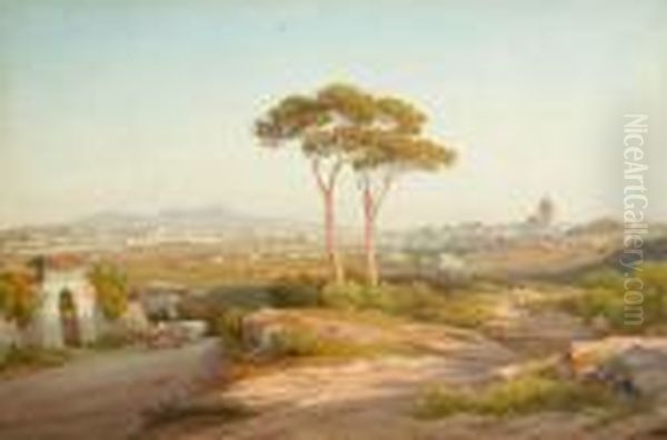 Blick Auf Rom Und Die Umliegende Landschaft Oil Painting by Hermann David Solomon Corrodi