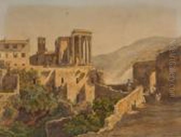 Die Wasserfalle Bei Tivoli (?) Oil Painting by Hermann David Solomon Corrodi