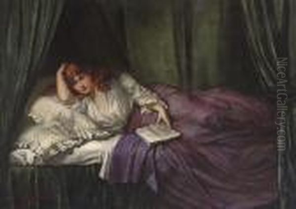 A Bedtime Read Oil Painting by Hermann David Solomon Corrodi