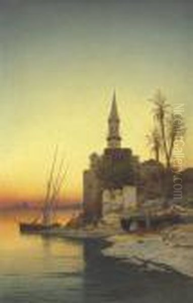 Sunset On The Nile Oil Painting by Hermann David Solomon Corrodi