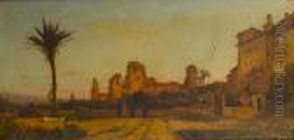 The Monastery Of S. Bonaventura, Rome Oil Painting by Hermann David Solomon Corrodi