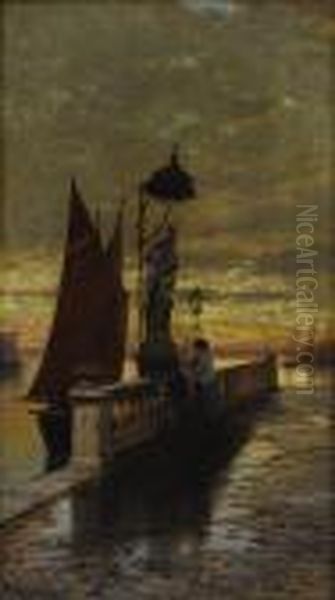 Prayer At Dusk, Venice Oil Painting by Hermann David Solomon Corrodi