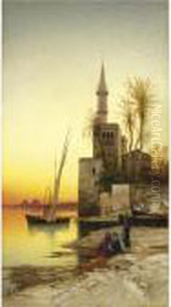 Banks Of The Nile Oil Painting by Hermann David Solomon Corrodi