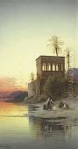 The Kiosk Of Trajan, Philae On The Nile Oil Painting by Hermann David Solomon Corrodi