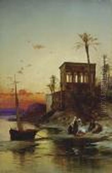 Kiosk Of Trajan, Philae On The Nile Oil Painting by Hermann David Solomon Corrodi