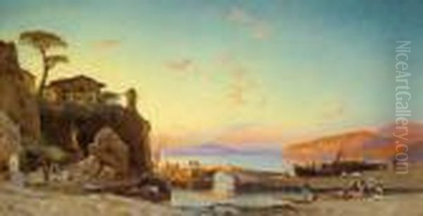 Nella Baia Di Napoli Oil Painting by Hermann David Solomon Corrodi
