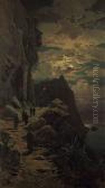 Notturno Sul Monte Athos Oil Painting by Hermann David Solomon Corrodi