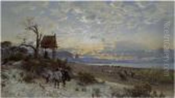 Paesaggio Con Pescatori Oil Painting by Hermann David Solomon Corrodi