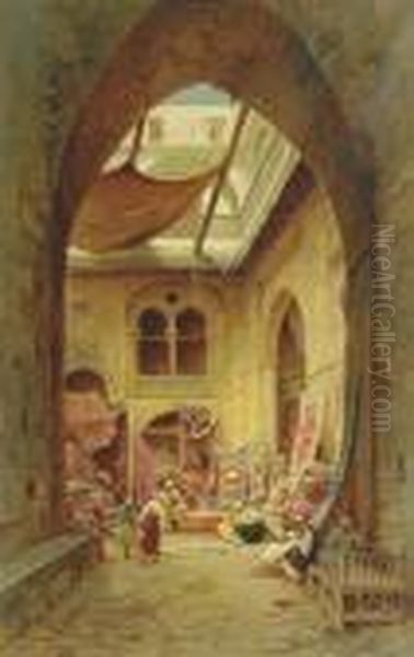 The Carpet Sellers Oil Painting by Hermann David Solomon Corrodi