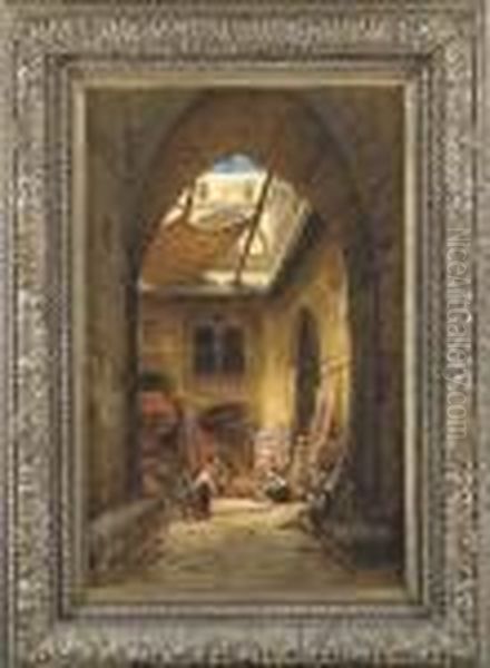 The Carpet Merchants Oil Painting by Hermann David Solomon Corrodi