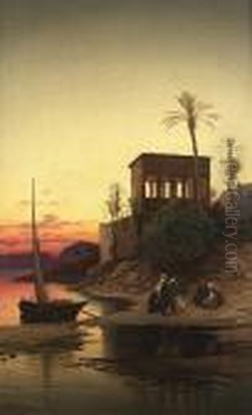 The Kiosk Of Trajan, Philae On The Nile Oil Painting by Hermann David Solomon Corrodi