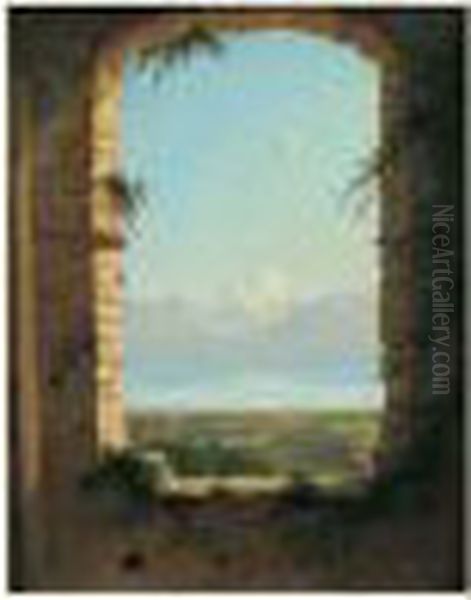 Vue Du Mont Blanc Depuis Nyon Oil Painting by Hermann David Solomon Corrodi