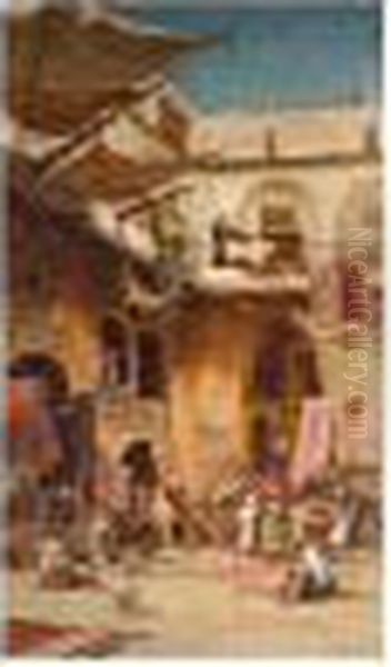 The Carpet Merchants Oil Painting by Hermann David Solomon Corrodi