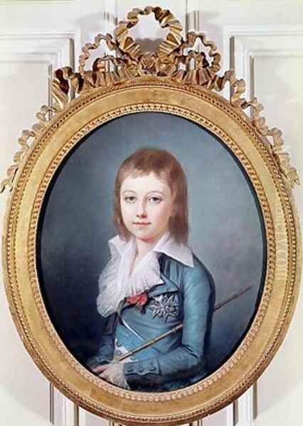 Medallion Portrait of Louis Charles 1785-95 King Louis XVII of France Oil Painting by Alexandre Kucharski