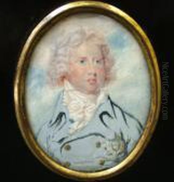 Head And Shoulders Wearing A Blue Coat With The Star Of The Orderof The Garter Oil Painting by Richard Cosway