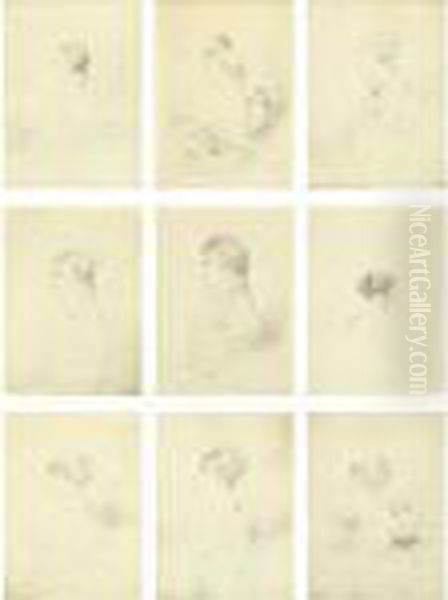 Group Of Family Portraits Oil Painting by John Sell Cotman