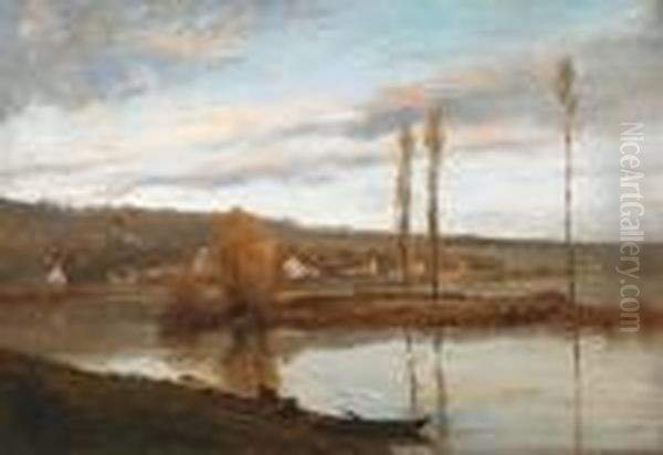 Seine A Bougival Oil Painting by Gustave Courbet