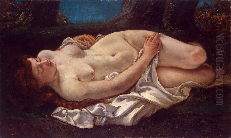 Femme Couchee Oil Painting by Gustave Courbet