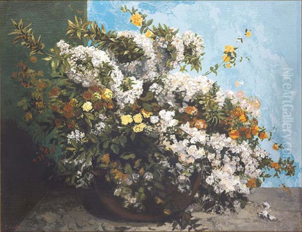 Bouquet De Fleurs Oil Painting by Gustave Courbet