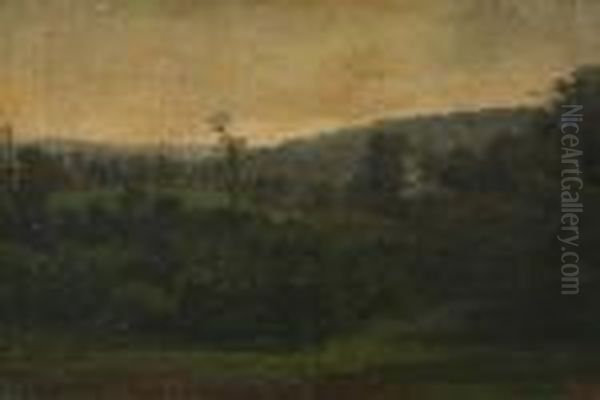 Landscape With Distant Town Oil Painting by Gustave Courbet