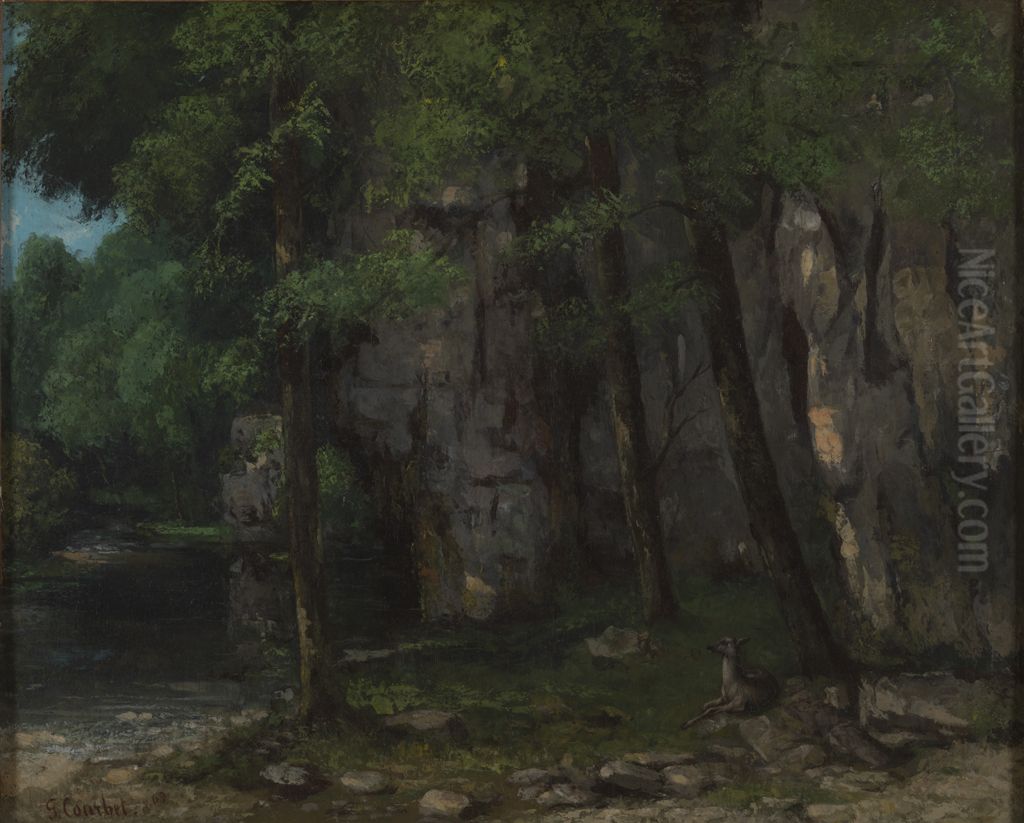 Jura Landscape Oil Painting by Gustave Courbet