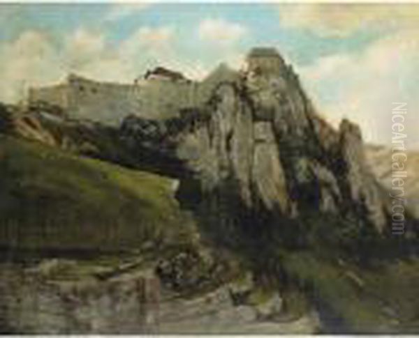 Le Fort De Joux [workshop Of 
Gustave Courbet ; Fort De Joux ; Oil On Canvas ; Bears Signature Lower 
Left ] Oil Painting by Gustave Courbet