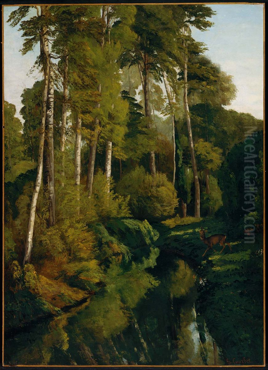 Stream In The Forest Oil Painting by Gustave Courbet