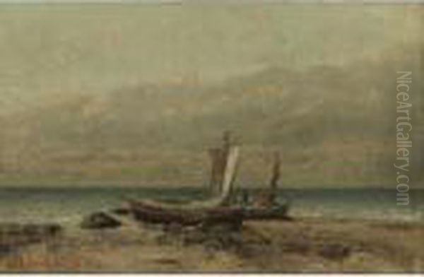 Marine Avec Deux Bateaux Oil Painting by Gustave Courbet
