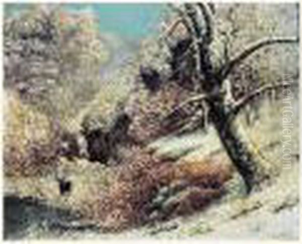 Paysage D'hiver Ou (la Gorge Aux Loups, Foret De
 Fontainebleau) Oil Painting by Gustave Courbet