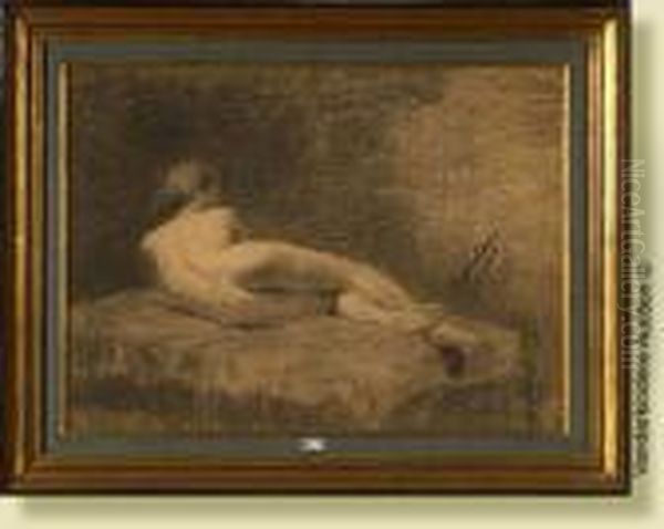 Etudede Nu Couche, Fusain Sur 
Papier. Signe Au Milieu A Droite Franzcourtens. Ecole Belge. (*). Dim.: 
46x62 Cm Oil Painting by Frans Courtens