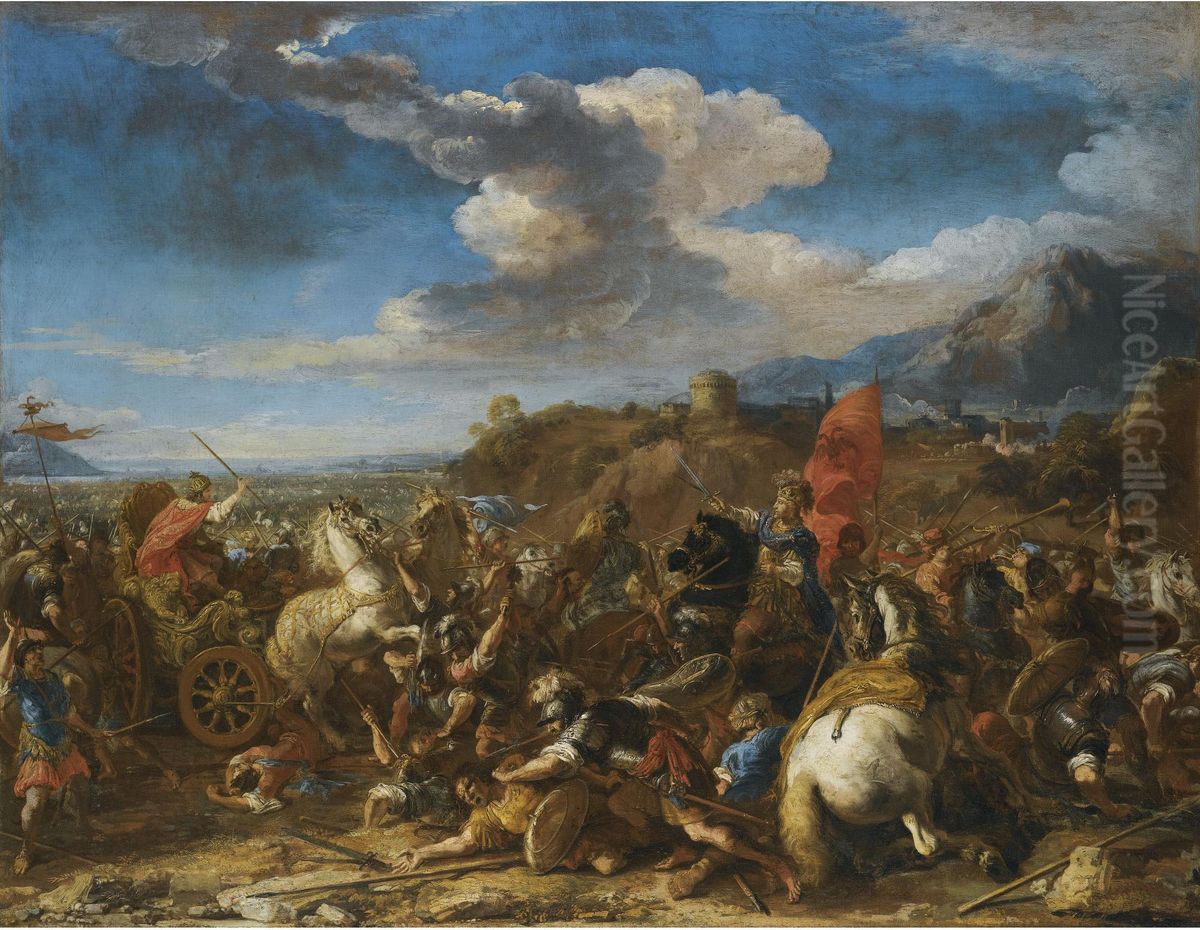 The Battle Of Issus: Alexander The Great's Army Defeats Darius And The Persians Oil Painting by Jacques Courtois