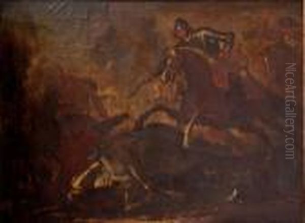 scene Debataille  Oil Painting by Jacques Courtois