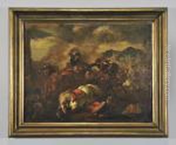 Battaglia Tra Cavalieri Oil Painting by Jacques Courtois