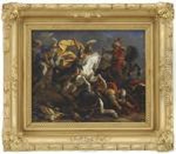 Battle Of Turks & European Cavalry Oil Painting by Jacques Courtois